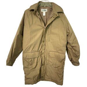 L.L. Bean Freeport Mens S Beige Full-Length Coat Jacket Parka Polyester & Wool